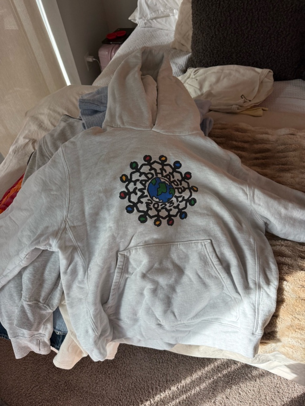 Madhappy Light Gray Fleece-Lined Hoodie